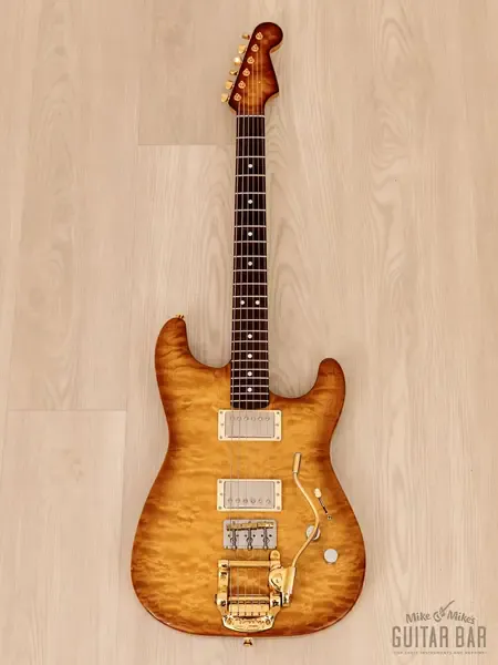 Электрогитара Custom S-Style HH Superstrat Quilt Maple & Ash USA 2020 w/Callaham, Bigsby, Kuwabara