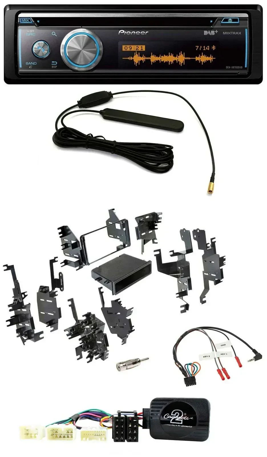 Автомагнитола для Toyota RAV4 (2001–2005) Pioneer CD USB Bluetooth DAB, совместимая с управлением на руле