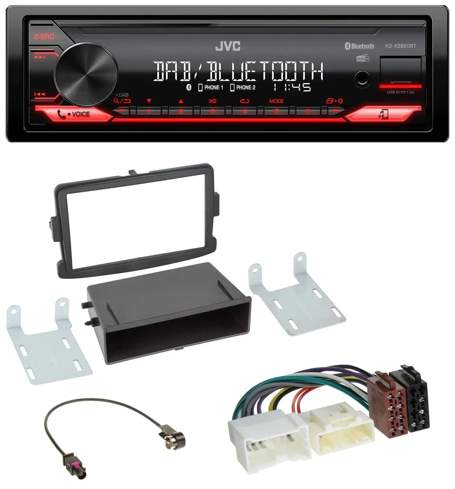 JVC Bluetooth USB DAB MP3 Autoradio für Dacia Dokker, Duster, Lodgy