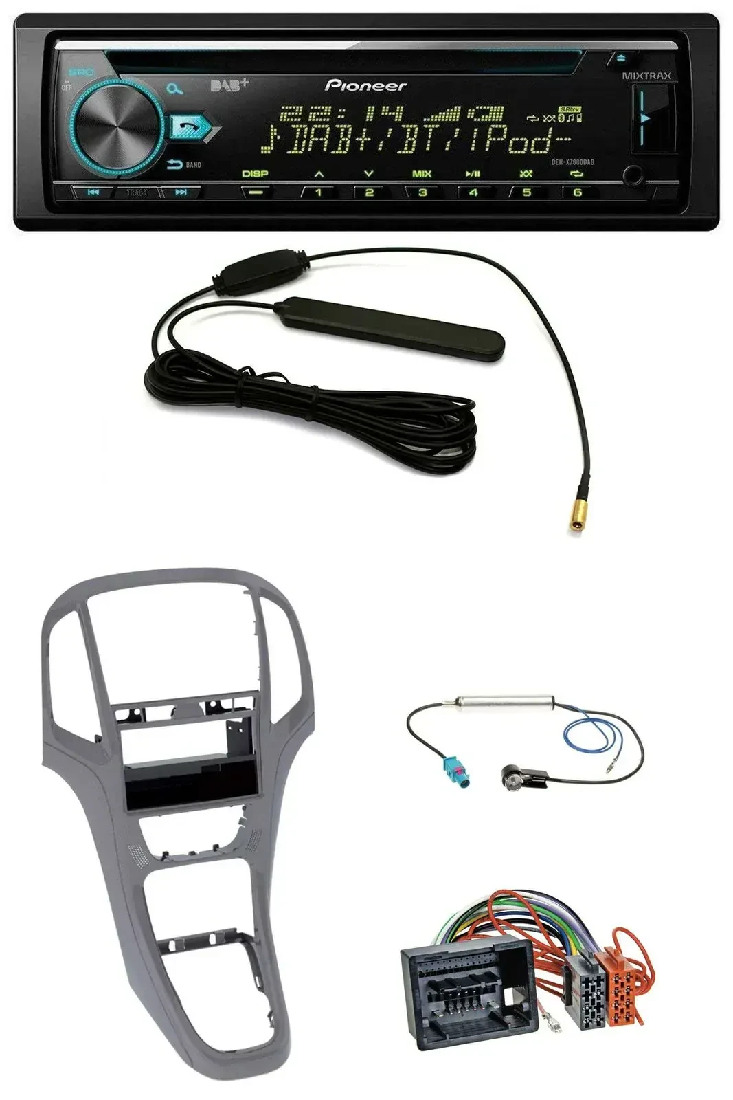 Pioneer CD MP3 AUX DAB USB Autoradio für Opel Astra J ab 2009 Titan grau