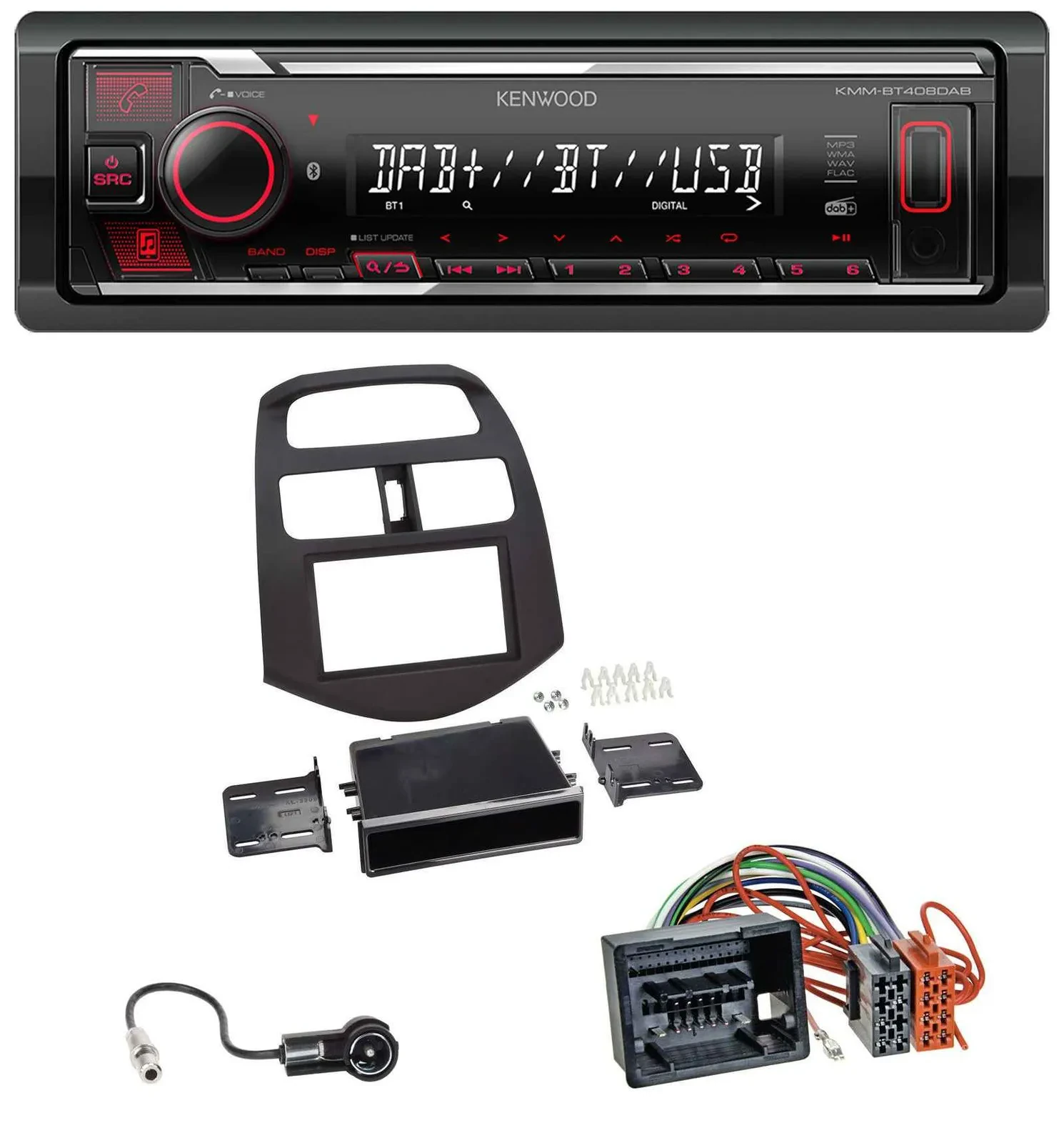 Kenwood MP3 Bluetooth USB DAB Autoradio für Chevrolet Spark (ab 2013)