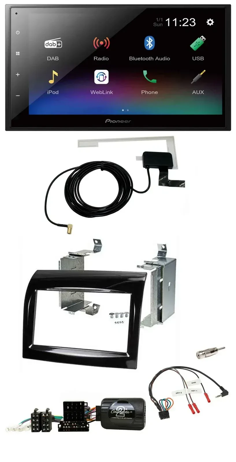 Автомагнитола для Fiat Ducato 2012–2015 Pioneer 2DIN, DAB, Bluetooth, USB