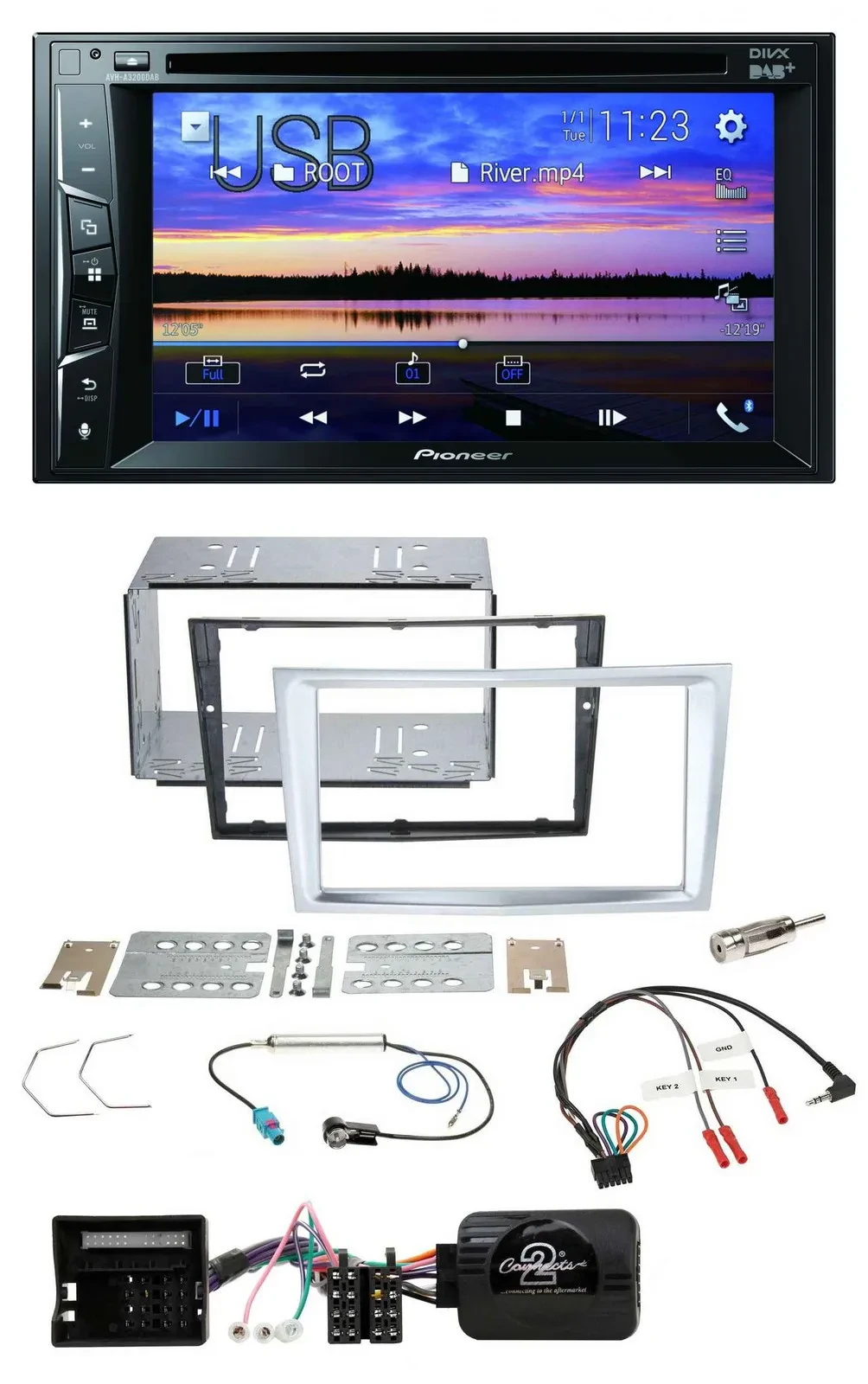 Pioneer Bluetooth 2DIN USB DVD DAB Lenkrad Autoradio für Opel Zafira Astra H Cor