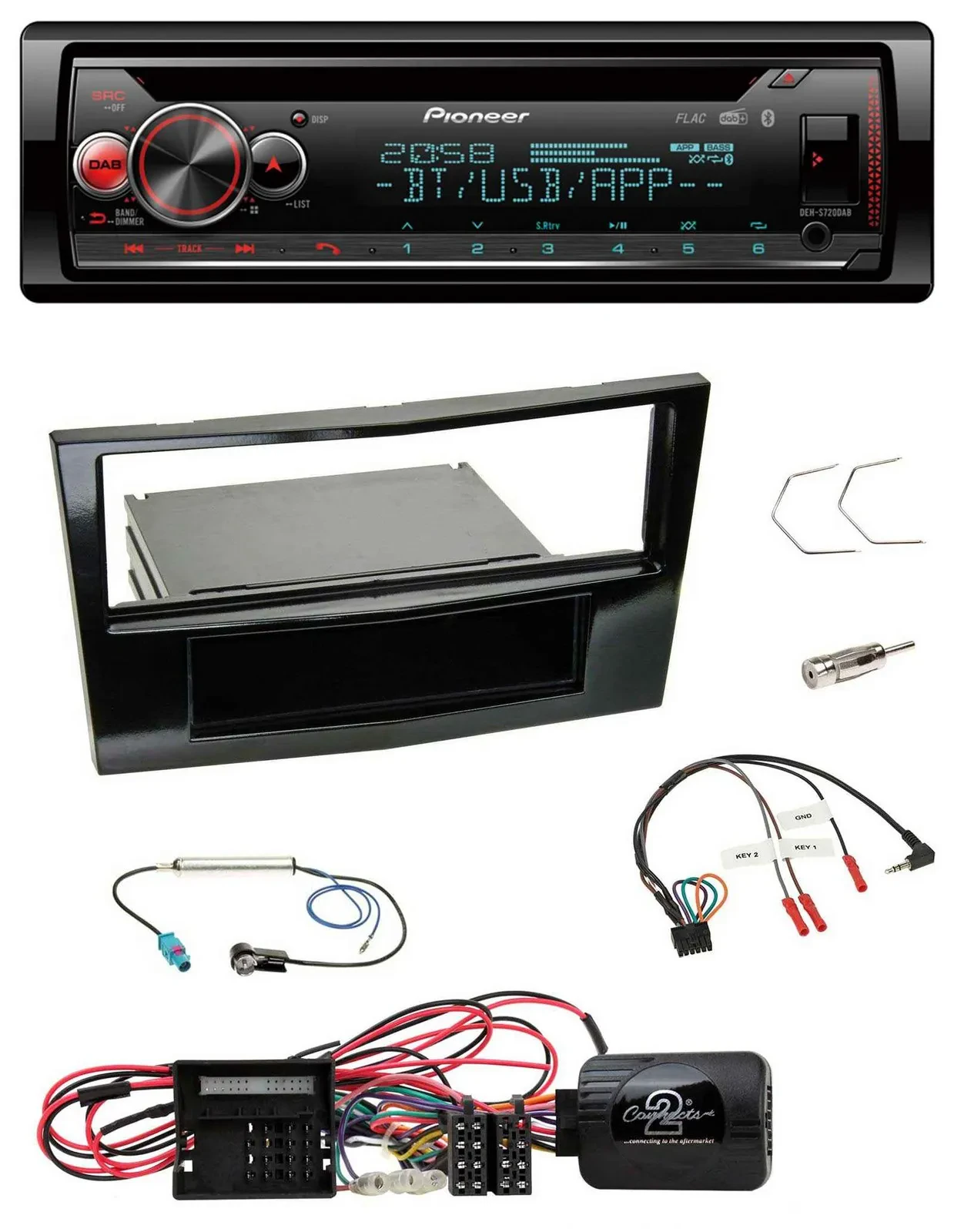 Автомагнитола Pioneer CD Bluetooth USB DAB для Opel Corsa D, черный (рояльный лак)