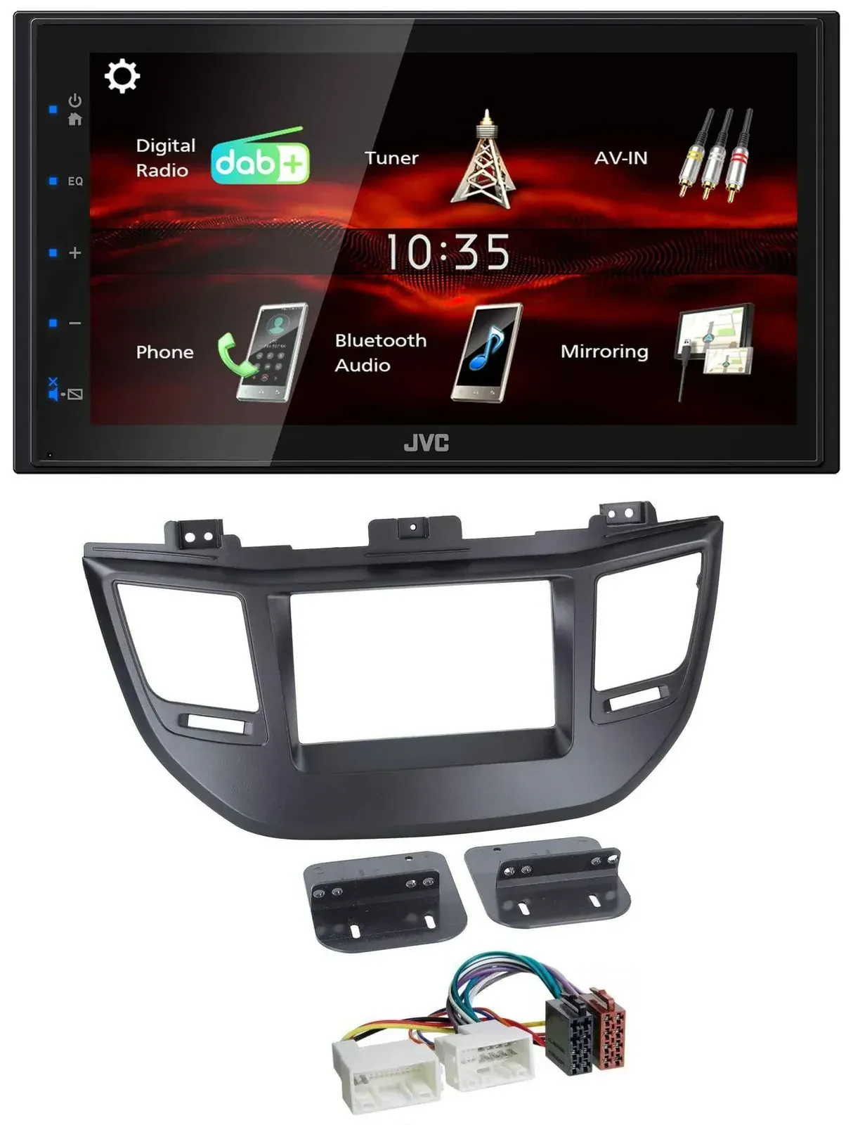 Автомагнитола для Hyundai Tucson JVC 2-DIN USB Bluetooth MP3 DAB черная