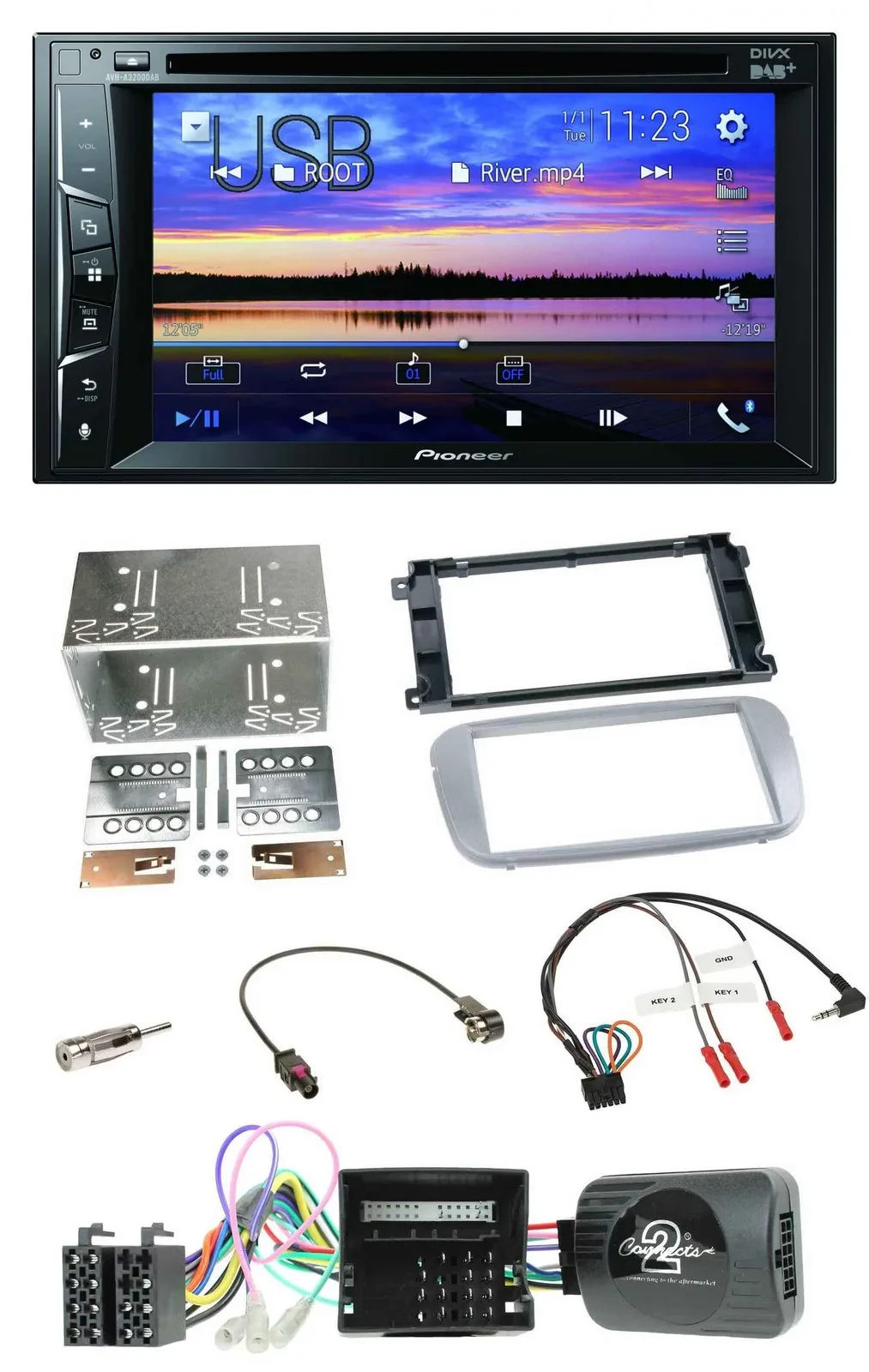 Pioneer Bluetooth 2DIN USB DVD DAB Lenkrad Autoradio für Ford Galaxy C-Max Focus