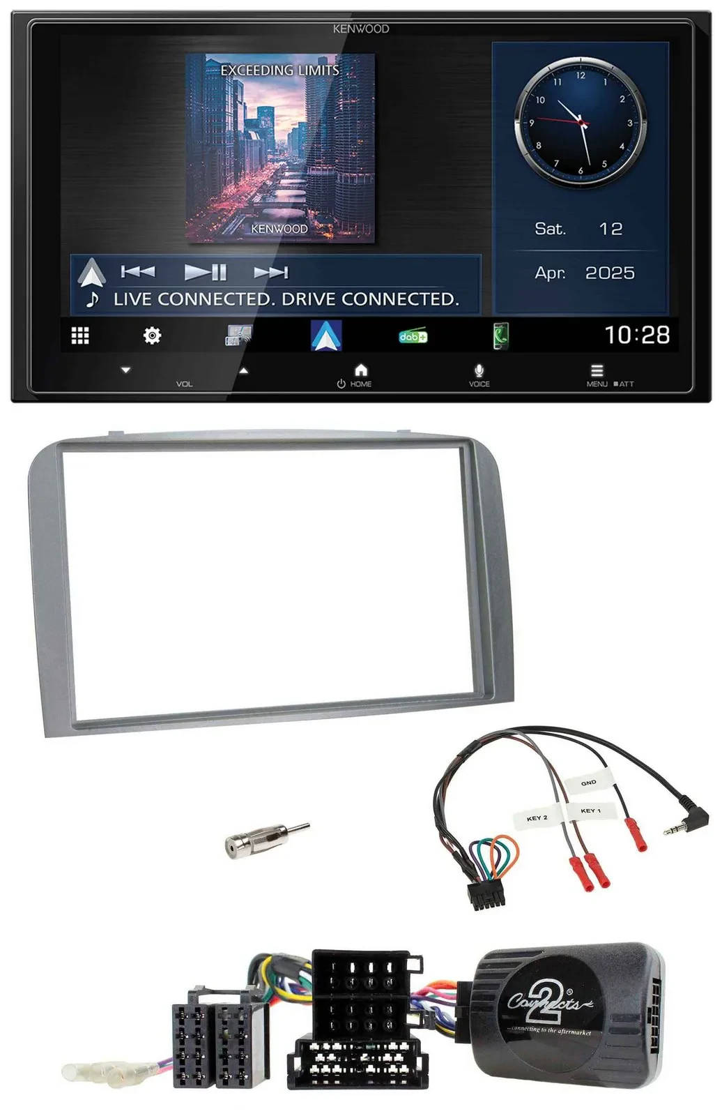 Автомагнитола для Alfa Romeo 147/GT (2007–2010) Kenwood 2DIN, Bluetooth, USB, DAB