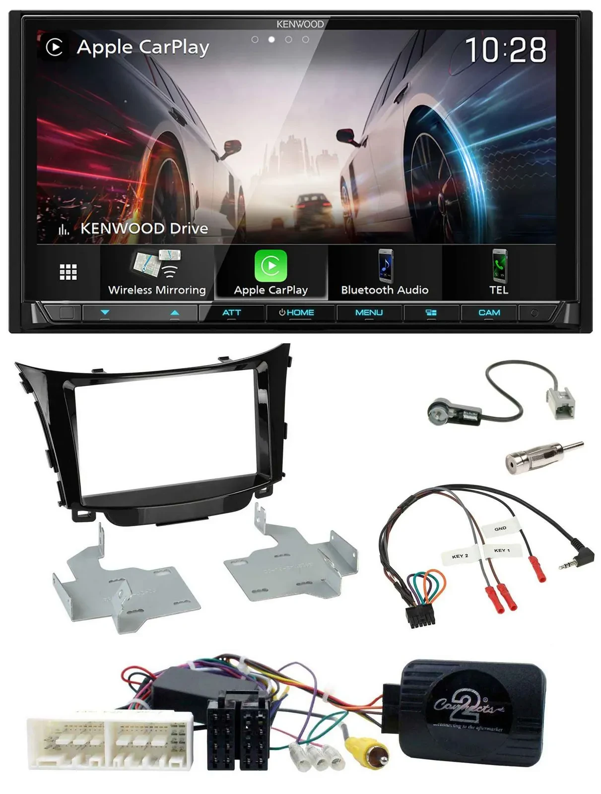 Kenwood Lenkrad 2DIN USB DAB Bluetooth Autoradio für Hyundai I30 ab 2017