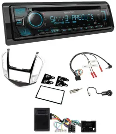 Автомагнитола Kenwood Bluetooth, USB, CD, DAB, поддержка кнопок на руле, для Chevrolet Cruze 2011–2016, серебристая