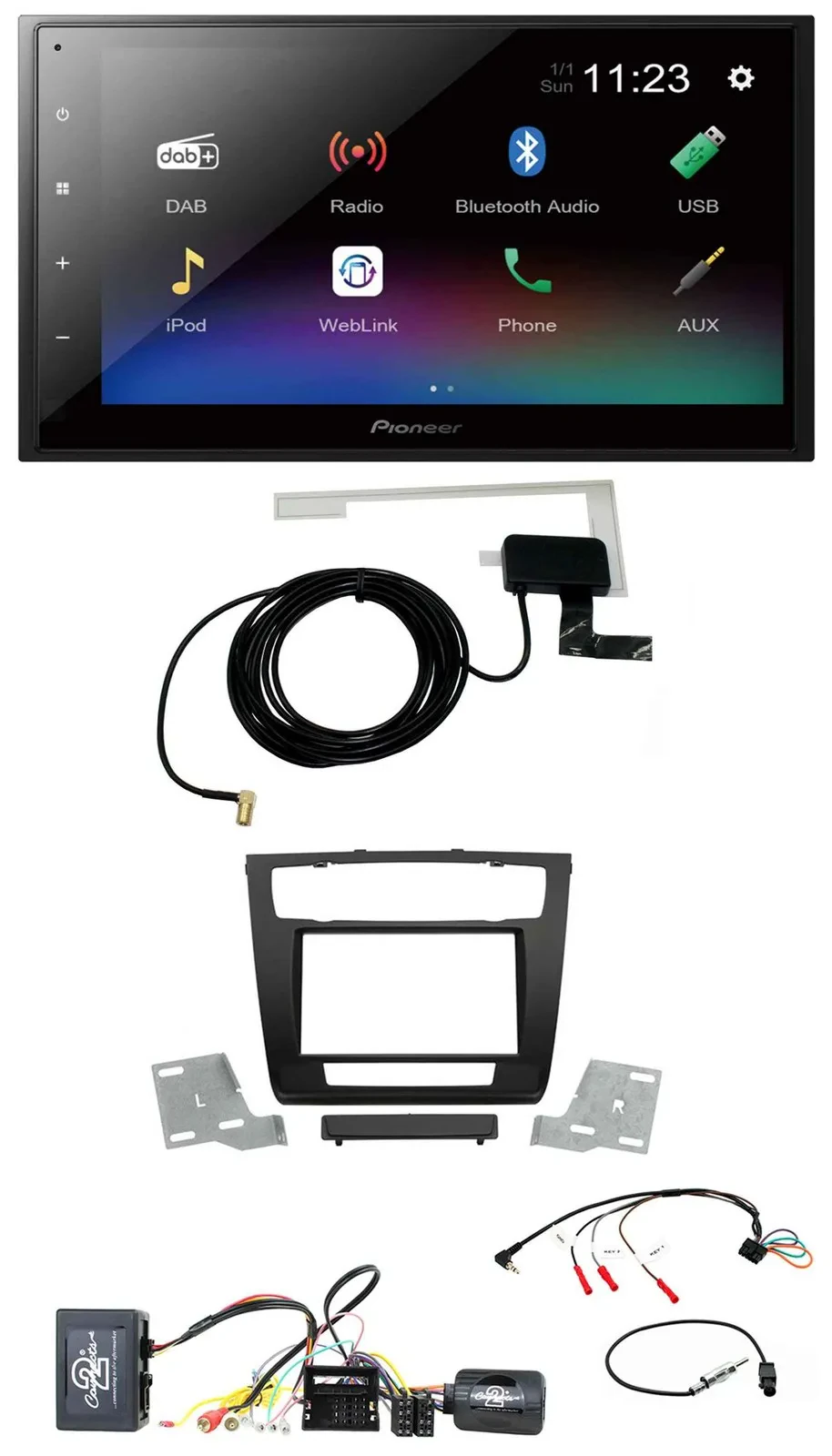 Pioneer DAB Lenkrad Bluetooth 2DIN USB Autoradio für BMW 1er Aktiv aut. Klima E8