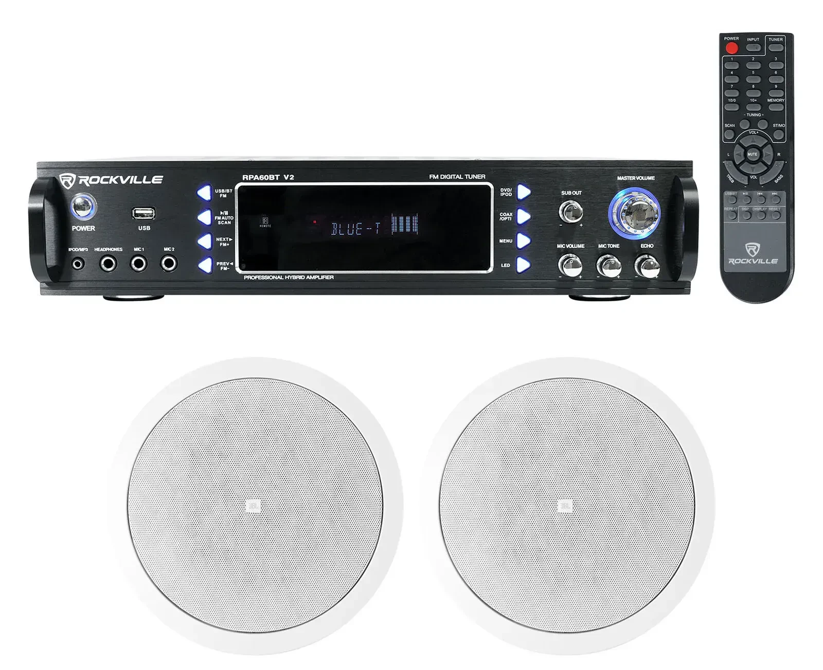 Потолочная акустика Rockville RPA60BT+Control 26C COMM White с усилителем (пара)