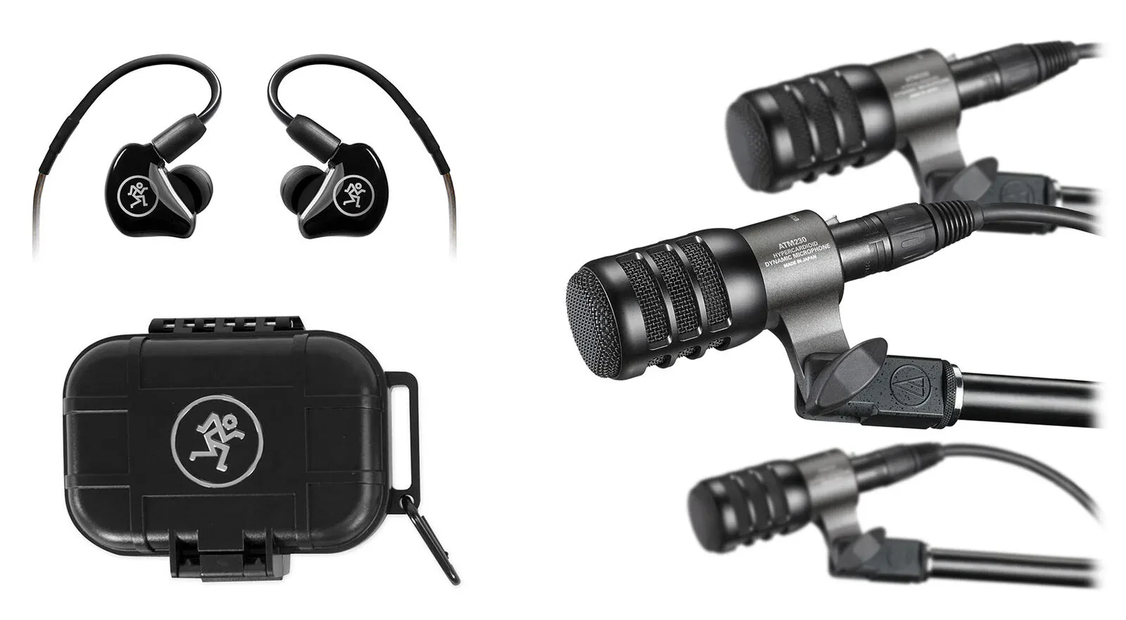 Набор инструментальных микрофонов для ударных Audio-Technica ATM230PK+MP-120 BTA (набор, 3 шт.) + Mackie Bluetooth мониторы