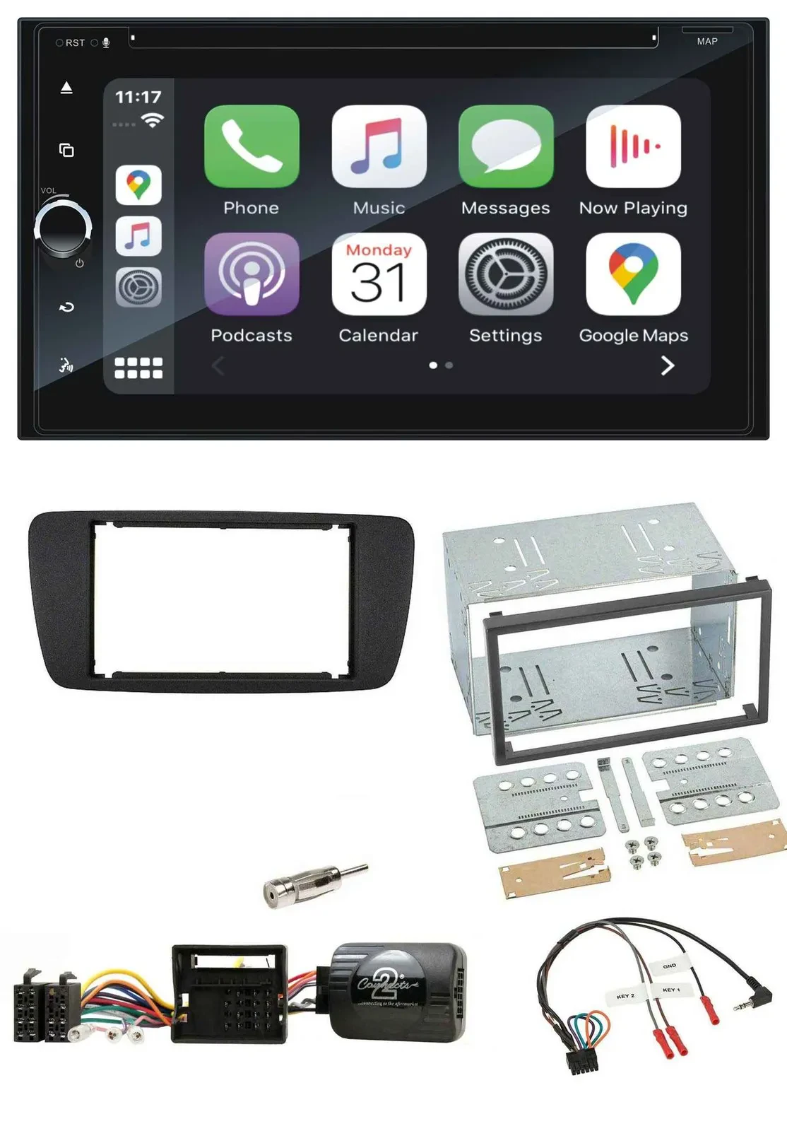 Автомагнитола для Seat Ibiza Blaupunkt 2DIN Bluetooth DAB USB DVD с поддержкой кнопок на руле