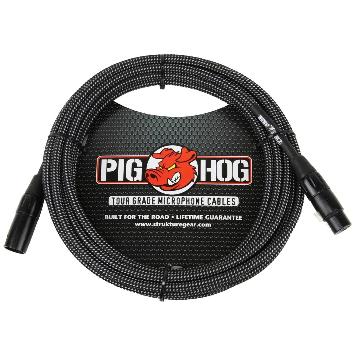 Кабель микрофонный Pig Hog PHM10BKW XLR(M)-XLR(F) 10' черный/белый, тканевая оплетка
