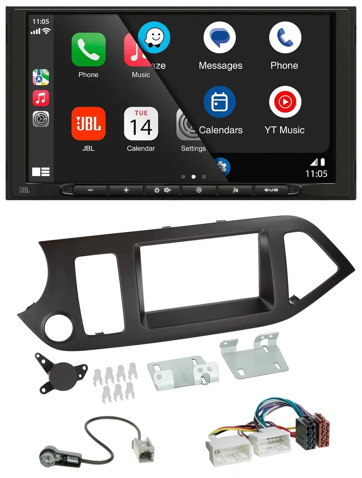 JBL MP3 DAB Bluetooth USB 2DIN Autoradio für Kia Picanto ab 11 ohne Start-Stop