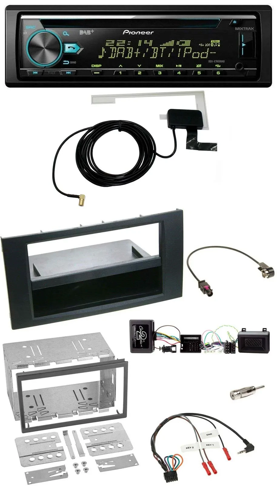 Автомагнитола для Ford Kuga 2008–2012 Pioneer CD/USB/DAB, MP3, черная, поддержка управления с руля