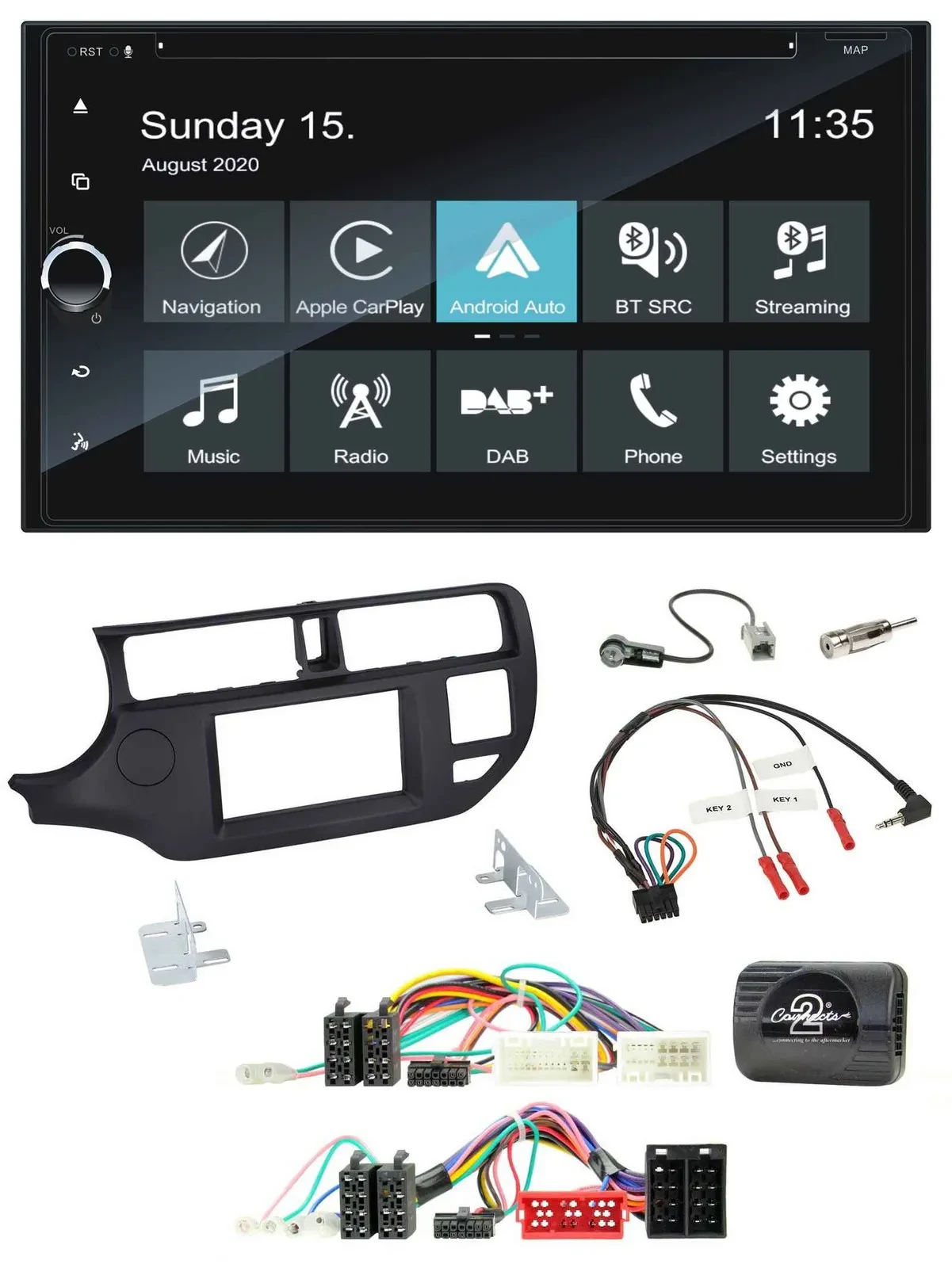 Автомагнитола Blaupunkt 2DIN Navigation Bluetooth USB DAB для Kia Rio UB 2011–2015, поддержка управления с руля, TMC