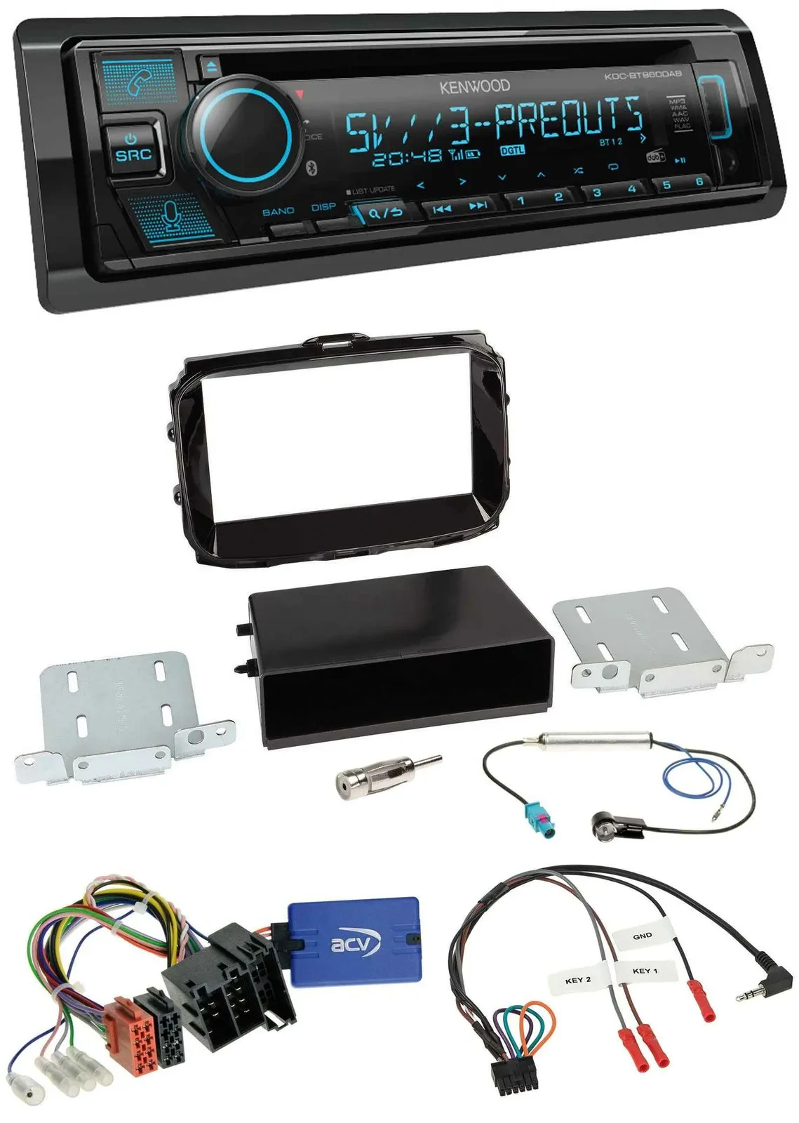 Kenwood Bluetooth USB CD Lenkrad DAB Autoradio für Alfa Romeo Giulietta 13-21 IS