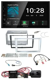 Автомагнитола Kenwood 2DIN, Bluetooth, DAB, USB, для Opel Corsa D, матовый хром, поддержка управления на руле (с 2009)