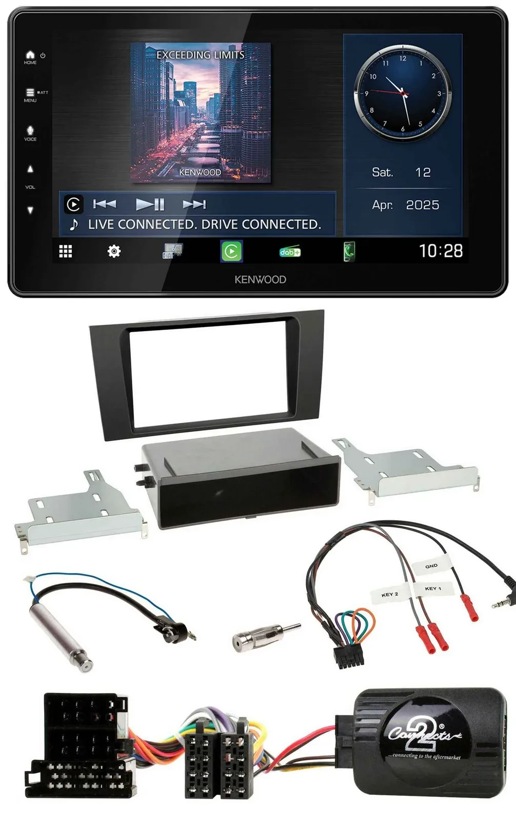 Kenwood Lenkrad Bluetooth USB DAB Autoradio für Audi A4 B5 1999-2001