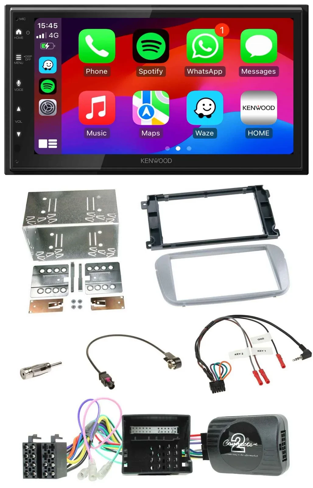Kenwood Lenkrad USB DAB 2DIN Bluetooth Autoradio für Ford Galaxy C-Max Focus sil