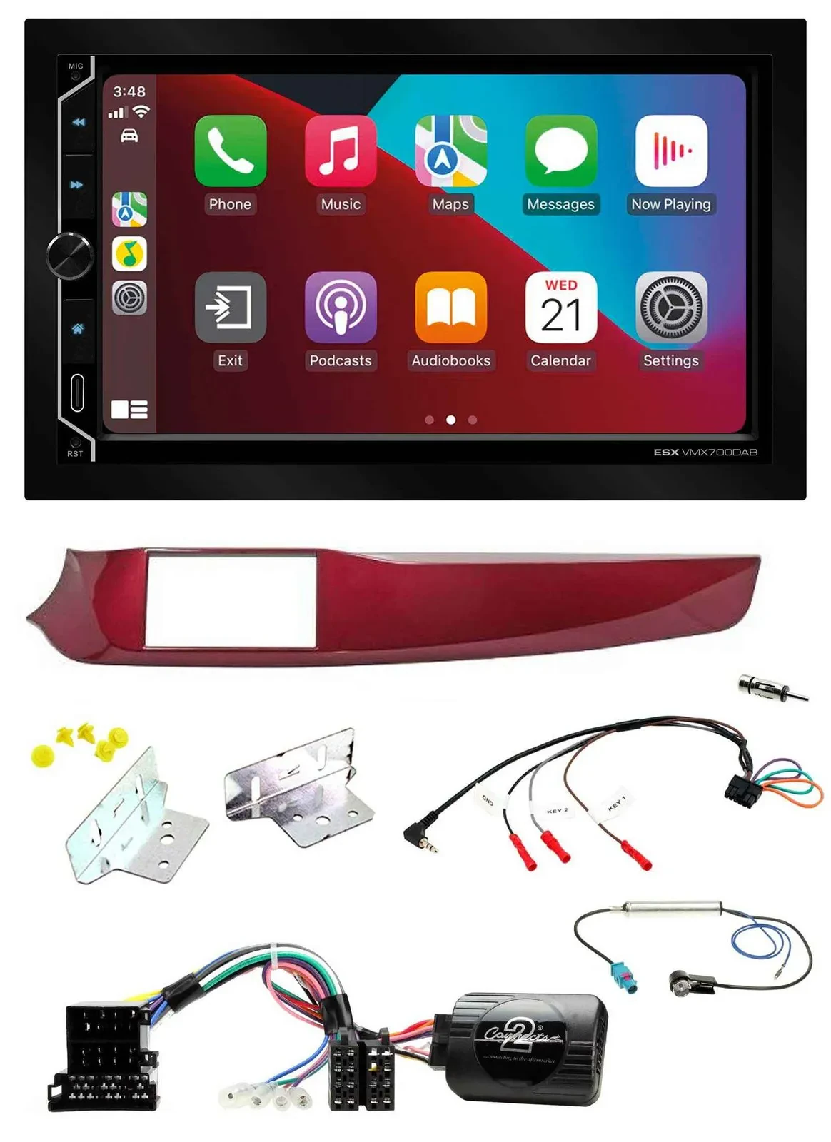 ESX 2DIN DAB USB Lenkrad Bluetooth Autoradio für Alfa Giulietta rot 940 2010-201