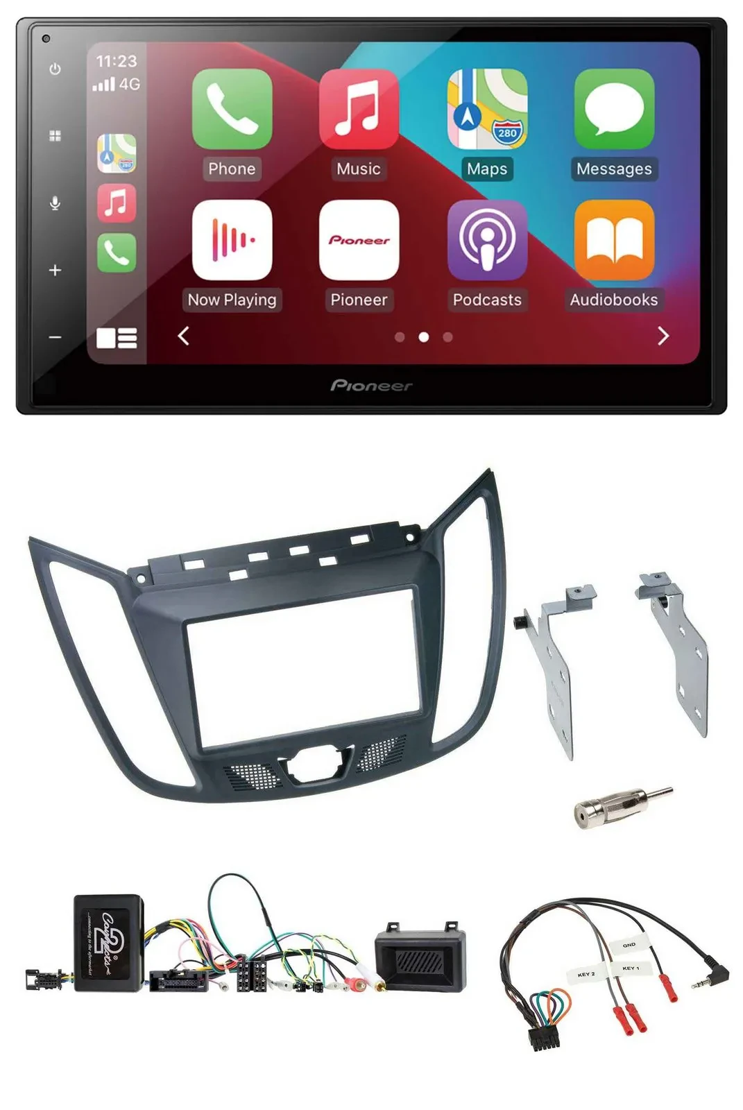 Автомагнитола для Ford C-Max (с 2011) Pioneer 2DIN, Bluetooth, DAB, USB, серый