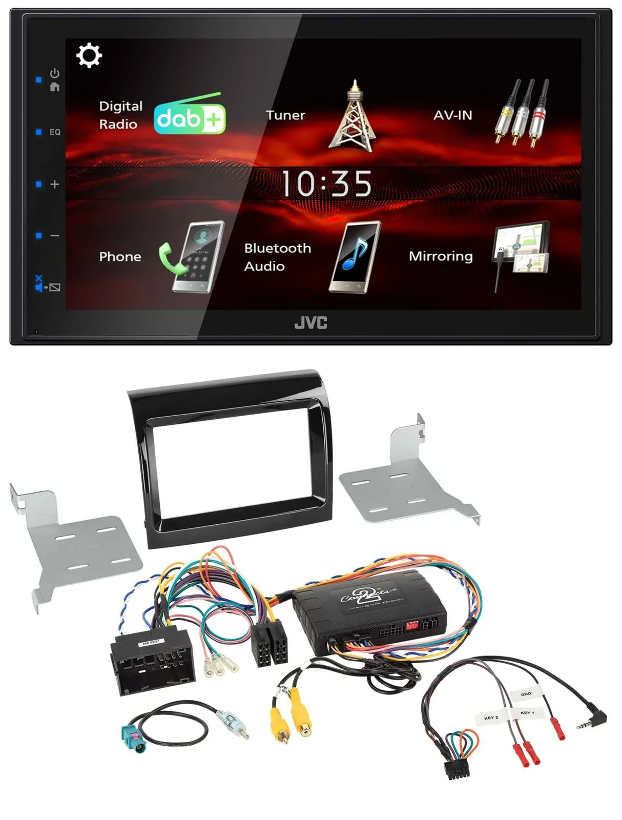 JVC USB Bluetooth Lenkrad DAB 2DIN Autoradio für Fiat Citroen Peugeot Infoadapte