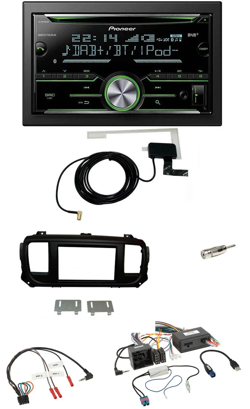 Pioneer CD USB Lenkrad Bluetooth 2DIN DAB Autoradio für Citroen Jumpy Spacetoure