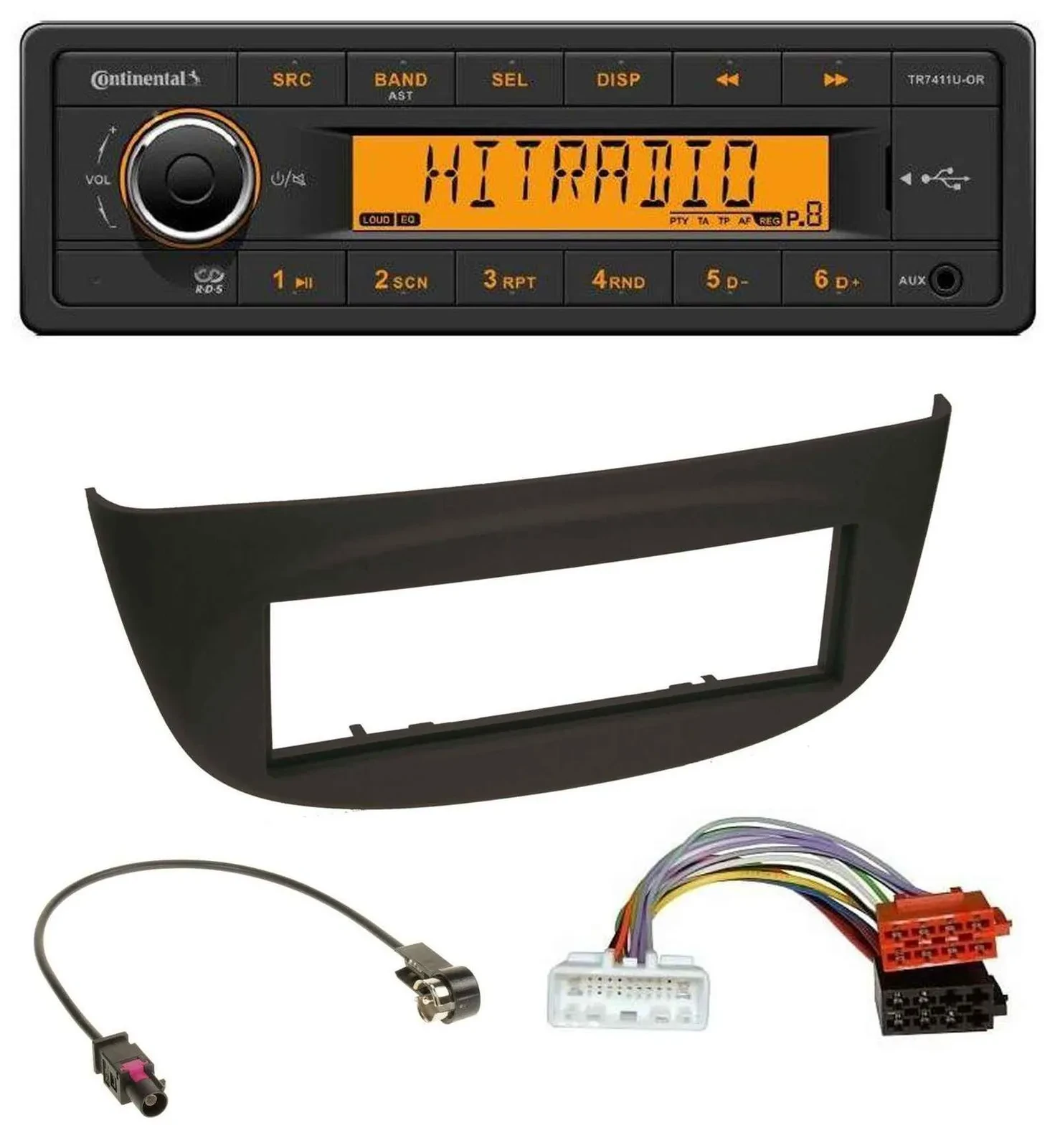 Continental 1DIN USB AUX MP3 Autoradio für Renault Twingo ab 2015 schwarz