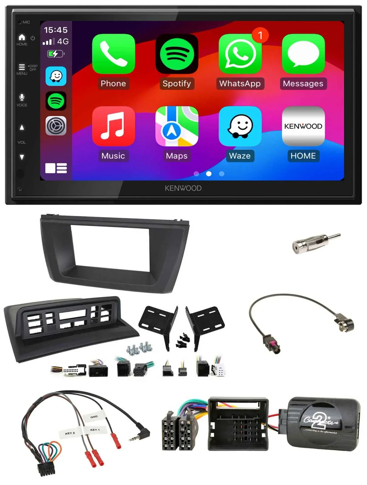 Kenwood Lenkrad USB DAB 2DIN Bluetooth Autoradio für BMW X3 E83 2004-2010 mittig