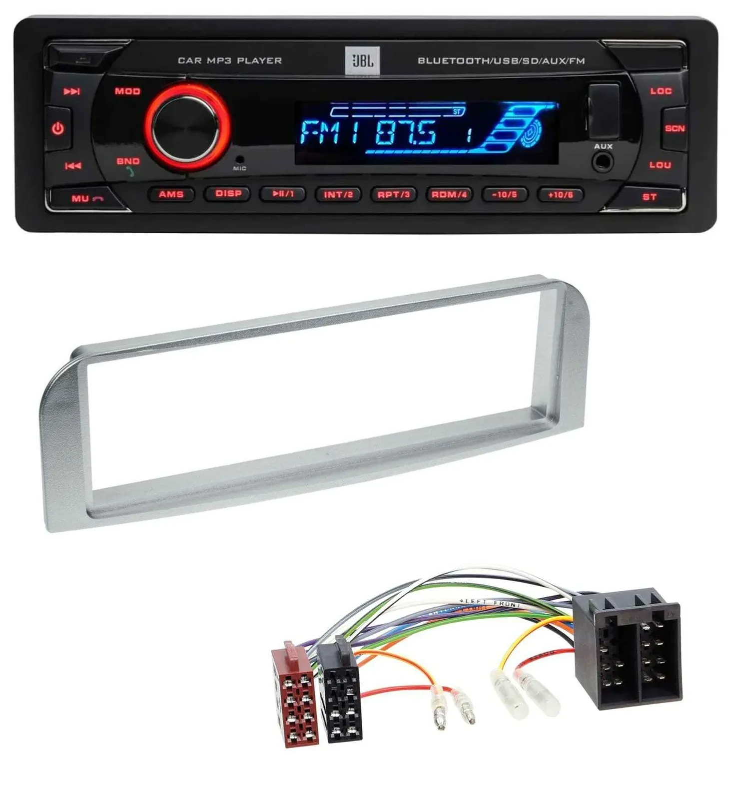 JBL AUX MP3 USB Bluetooth SD Autoradio für Alfa Romeo 147, GT - silbergrau