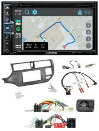 Alpine DAB TMC Bluetooth 2DIN USB Lenkrad Navigation für Kia Rio 11-15 UB anthra