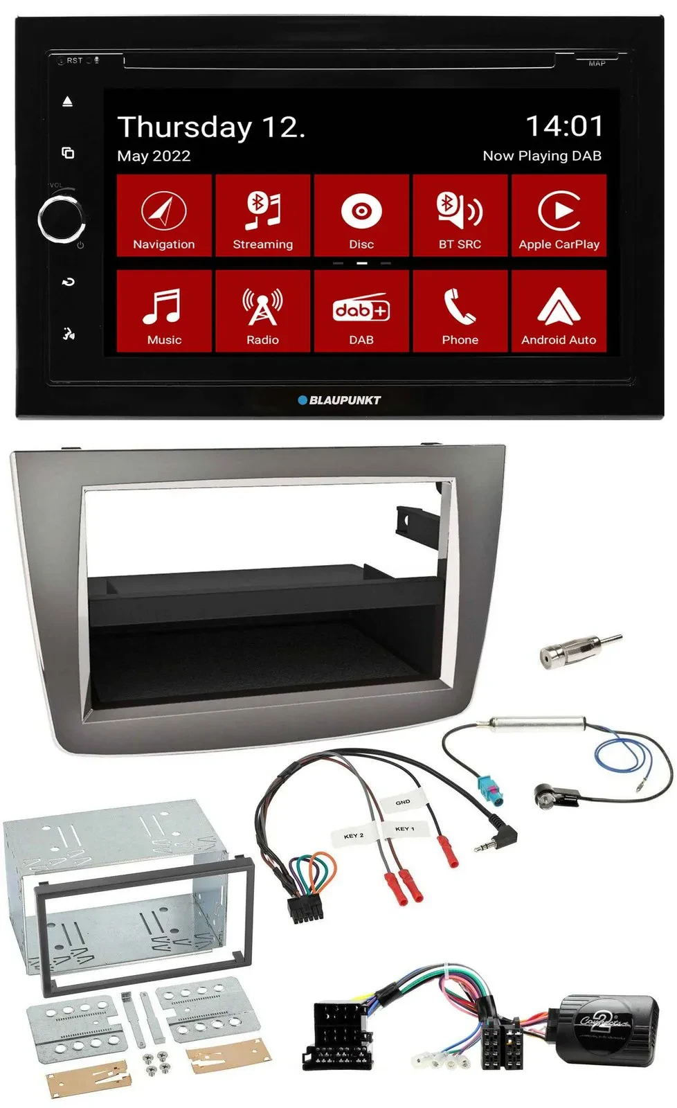 Blaupunkt Lenkrad DVD Bluetooth DAB 2DIN USB Autoradio für Alfa Romeo Mito 2008-