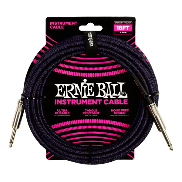Инструментальный кабель Ernie Ball 6395 5.5 Braided Black Purple