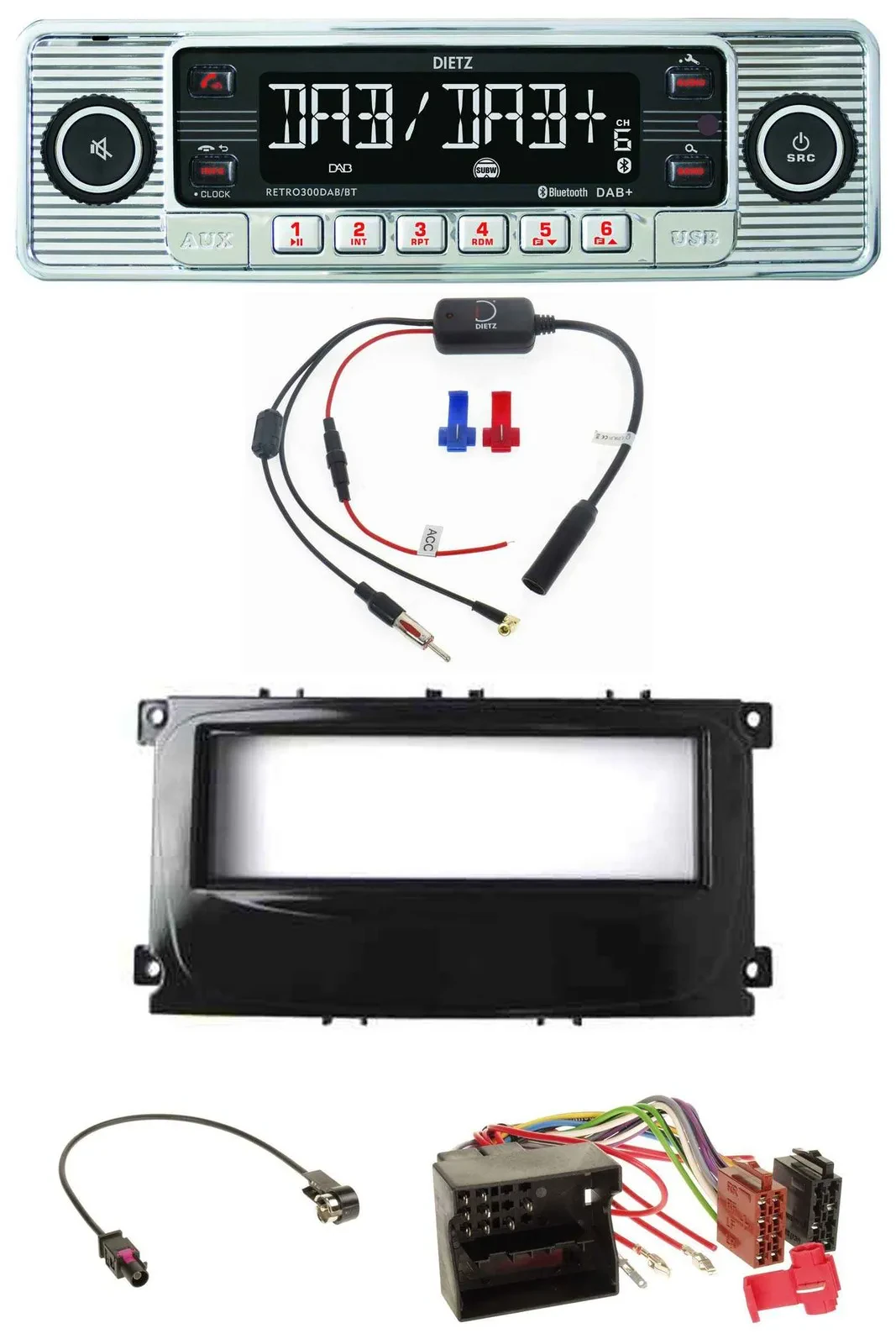 Dietz DAB USB MP3 Bluetooth Autoradio für Ford C-Max Galaxy Focus ab 2007 glänze