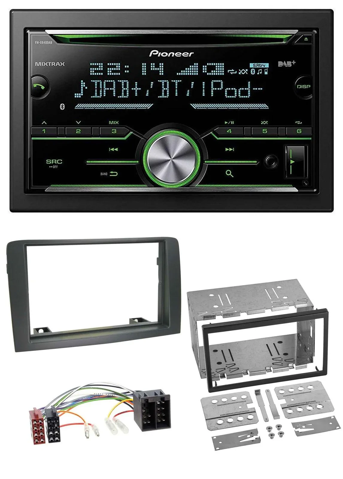 Автомагнитола для Fiat Idea (с 2005) Pioneer 2DIN Bluetooth, DAB, CD, USB, серый