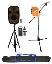 Technical Pro PLIT8 Portable 8" Karaoke Party Speaker w/LED+Stands+Microphone