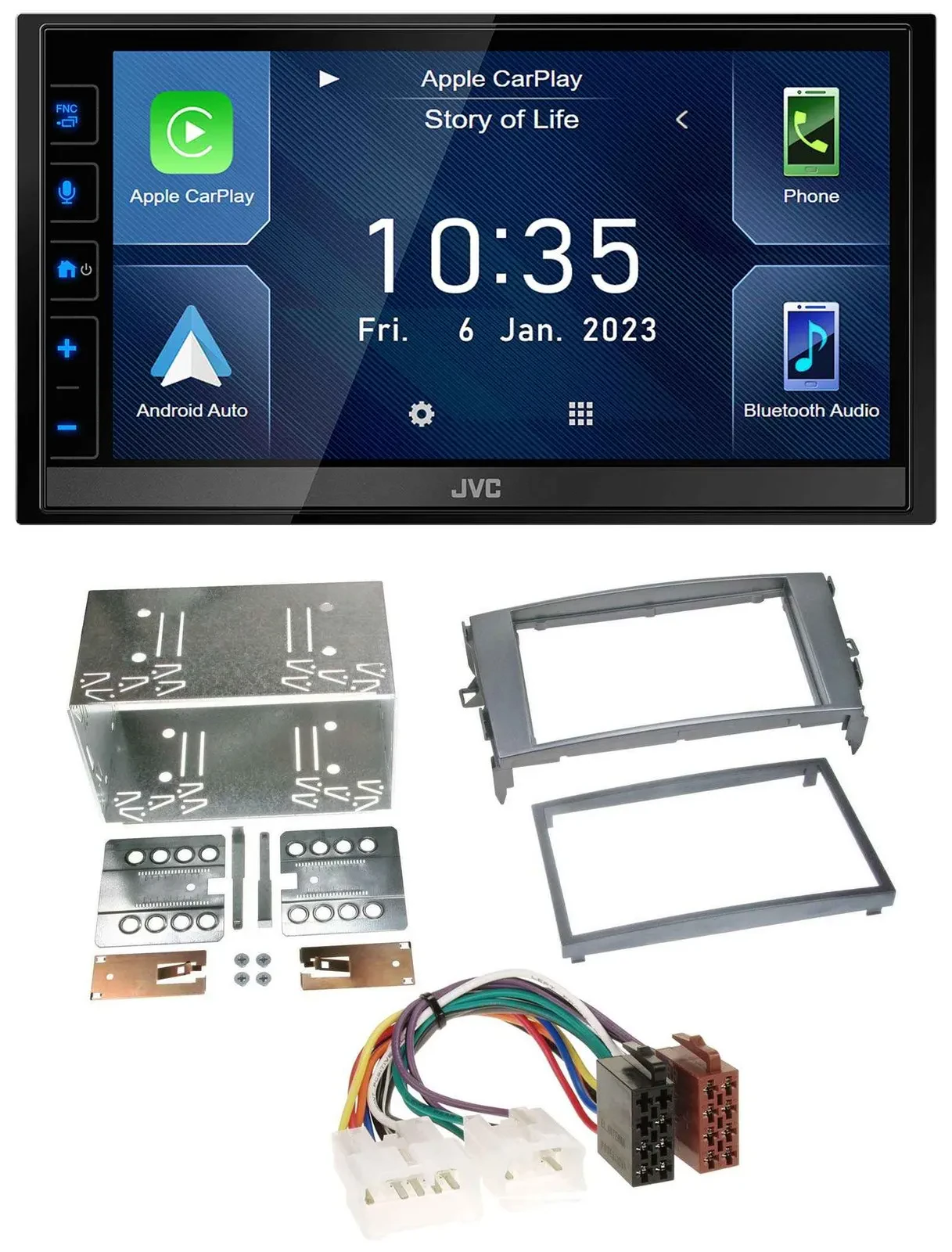 JVC DAB Bluetooth MP3 USB 2DIN Autoradio für Toyota Auris 07-12 anthrazit-grau