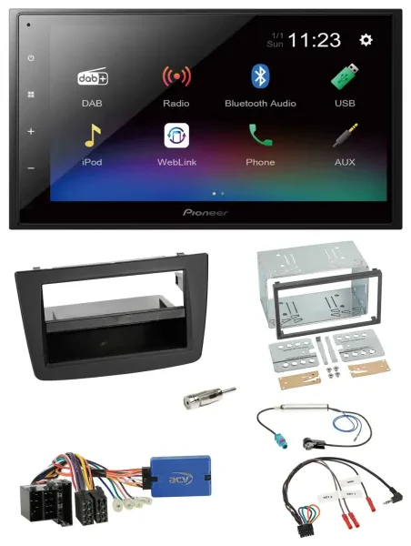 Pioneer USB Bluetooth DAB 2DIN Lenkrad Autoradio für Alfa Romeo Mito ISO 955 13-
