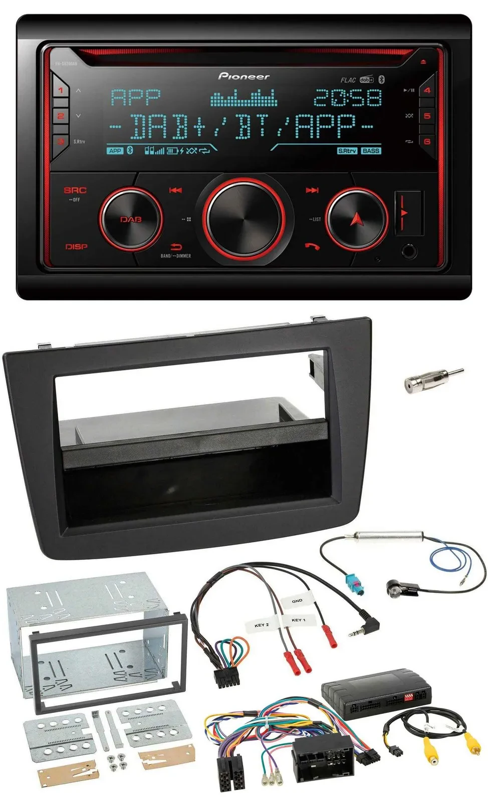 Автомагнитола Pioneer 2DIN DAB Bluetooth USB CD для Alfa Romeo Mito (2014–2018)