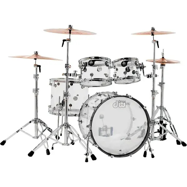 DW Design Series Acrylic 4-Piece Shell Pack with Chrome Hardware Clear