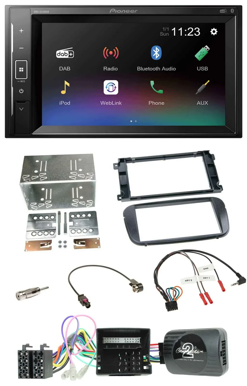 Pioneer DAB Lenkrad 2DIN Bluetooth USB Autoradio für Ford C-Max Galaxy Focus sch