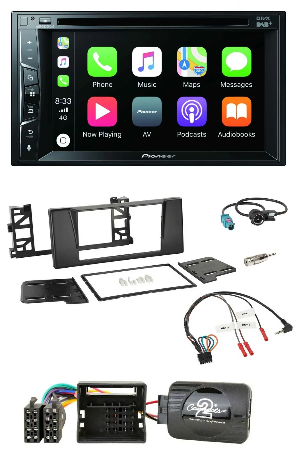 Pioneer Lenkrad USB DVD Bluetooth DAB 2DIN Autoradio für BMW 5er E39 01-04 Aktiv
