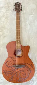 Luna Guitars Gypsy Tattoo Mahogany AcousticElectric Grand Concert Guitar Natural