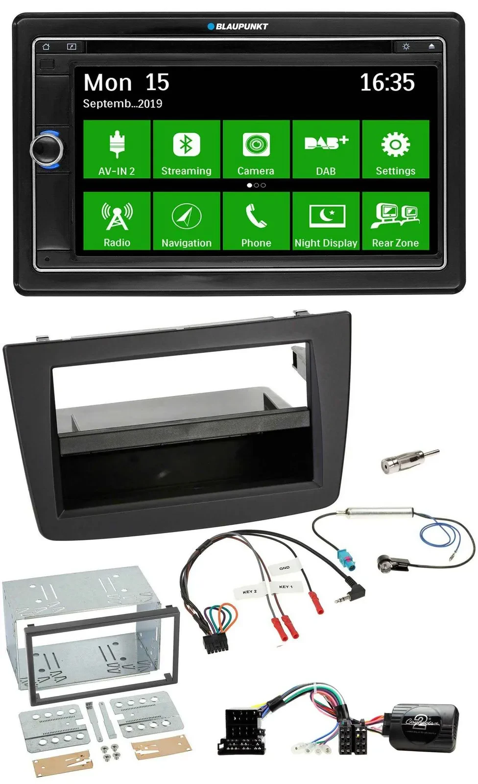 Blaupunkt Bluetooth 2DIN Lenkrad DAB USB TMC Navigation für Alfa Romeo Mito 08-1