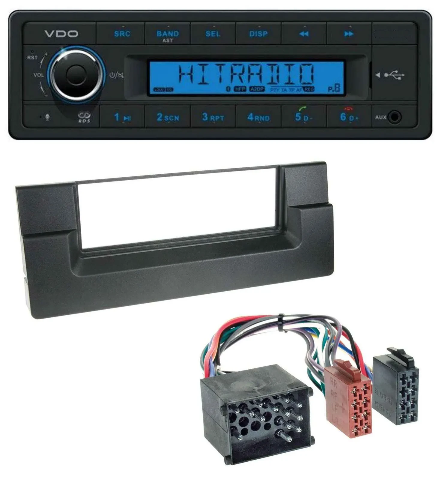 VDO AUX Bluetooth USB MP3 Autoradio für BMW 5er (E39) X5 (E53) Rundpin