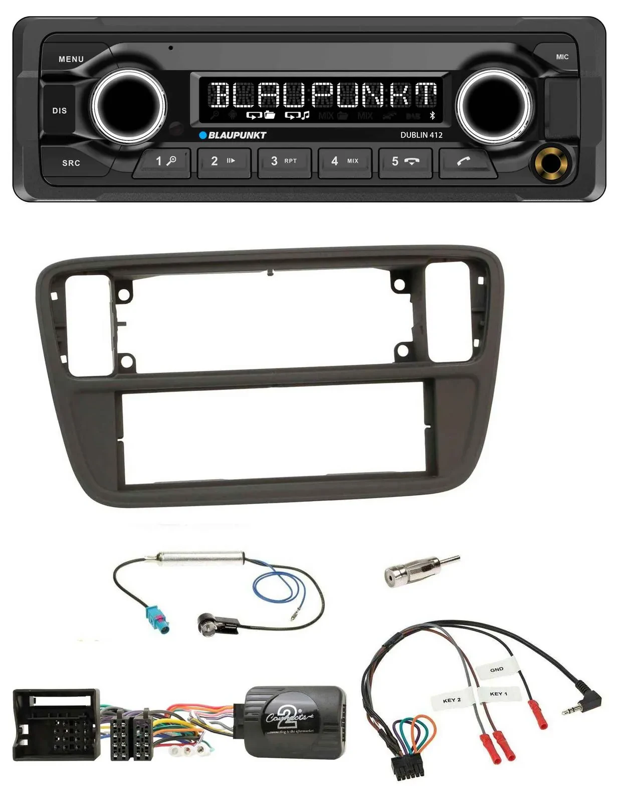 Blaupunkt MP3 Bluetooth USB Lenkrad Autoradio für VW Up AA AAN 11-16 schwarz
