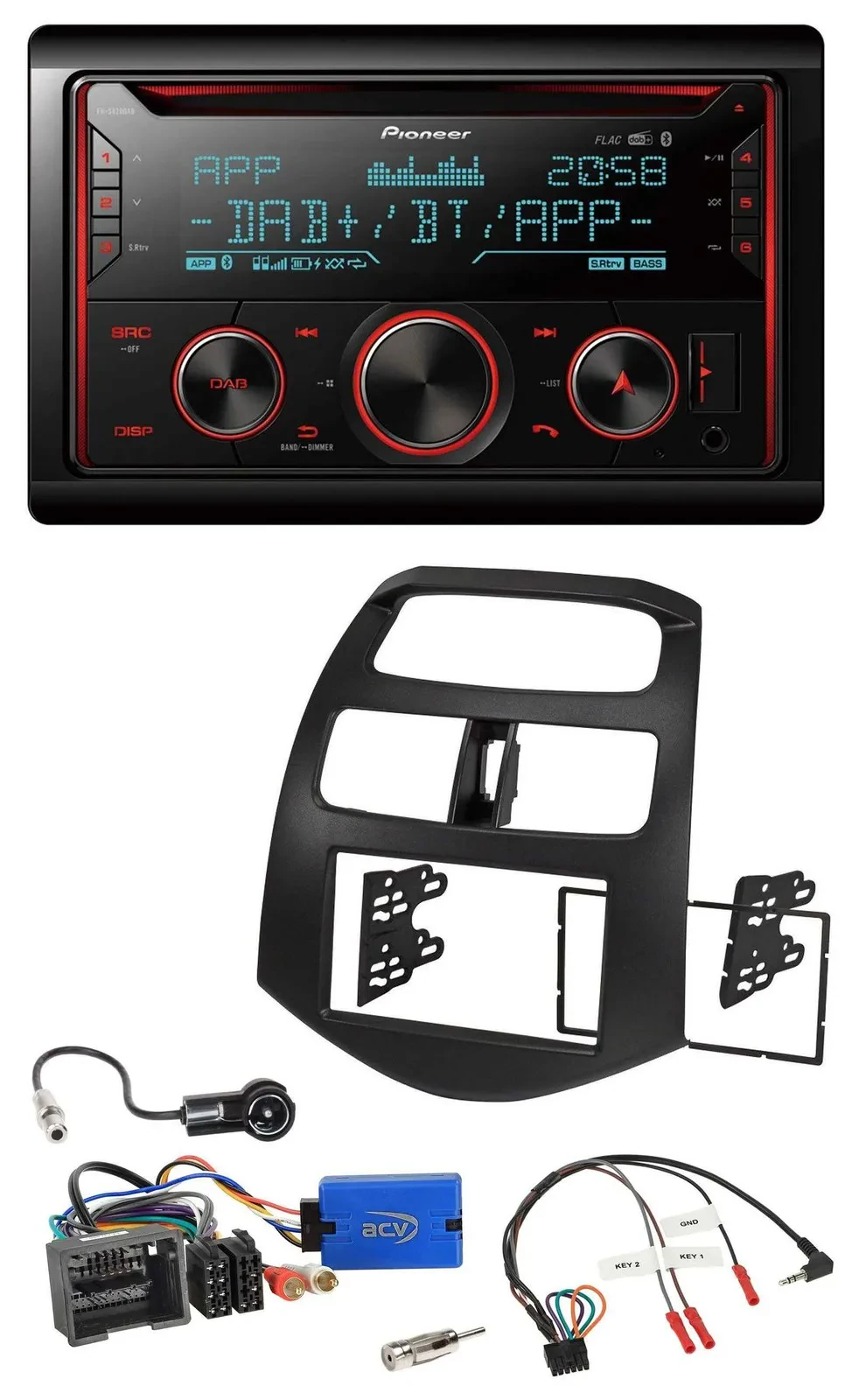 Pioneer 2DIN DAB Lenkrad Bluetooth USB CD Autoradio für Chevrolet Spark 2013-201