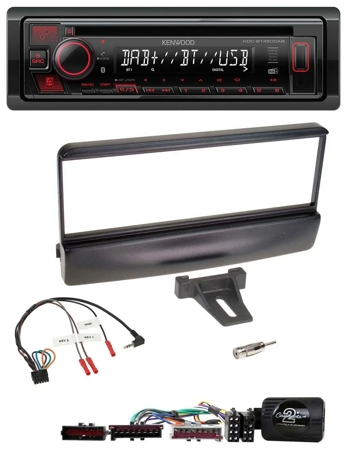 Kenwood Lenkrad CD USB Bluetooth DAB Autoradio für Ford Mondeo 2000-02 schwarz